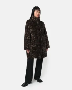 Blair Dark Leopard Mid-Length Coat