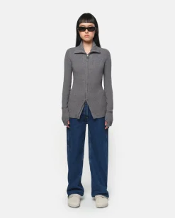 Nova Slate Zip-Up Cardigan