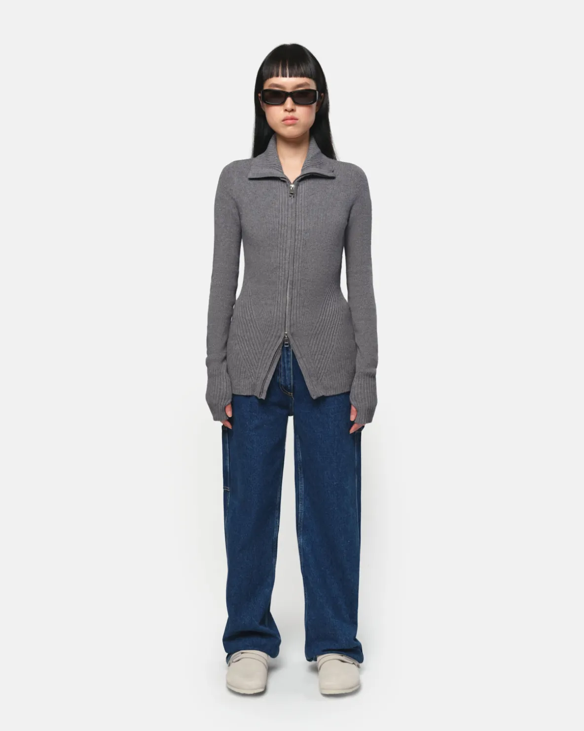 Nova Slate Zip-Up Cardigan
