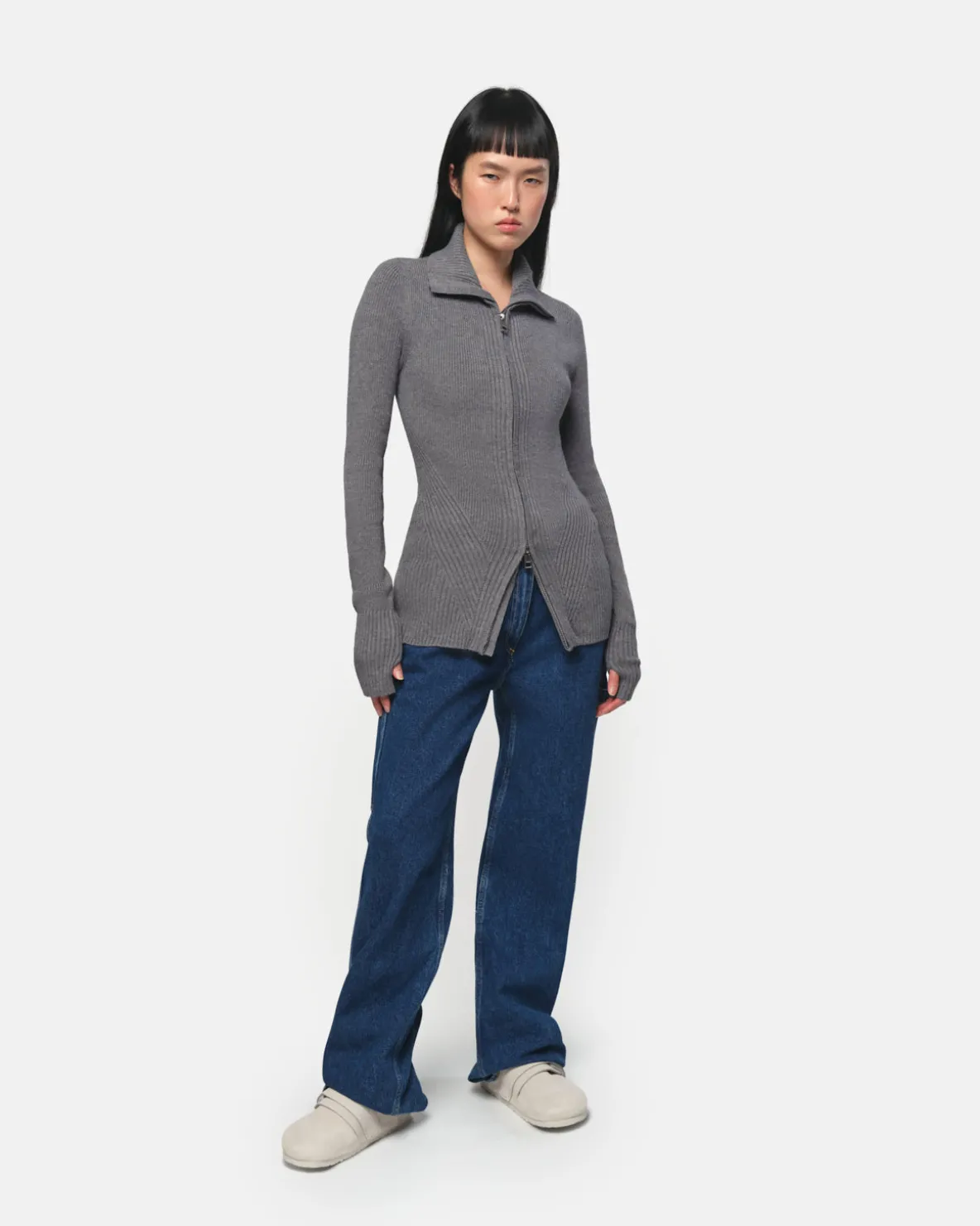 Nova Slate Zip-Up Cardigan